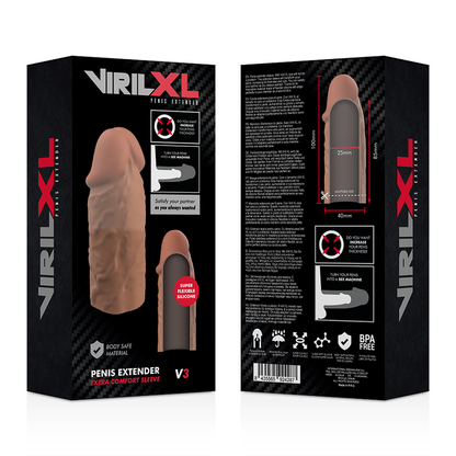 VIRILXL - EXTENSIÓN DE PENE DE SILICONA LÍQUIDA MARRÓN V3