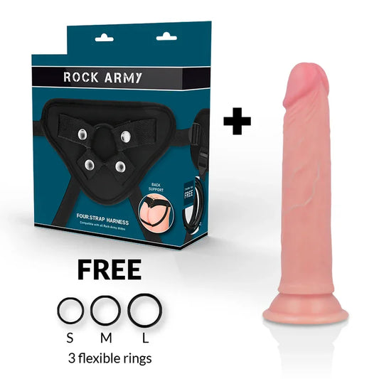 Rockarmy – Harnais + Gode en Silicone Liquide Premium Avenger 19 cm O 3.98 cm
