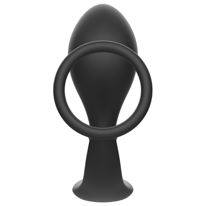 JUGUETES ADICTOS - PLUG ANAL CON ANILLO DE SILICONA NEGRO