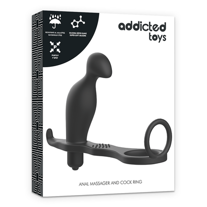 ADDICTED TOYS - PLUG ANAL CON ANILLO DE SILICONA NEGRO 12 CM