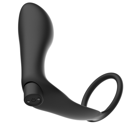 JUGUETES ADICTOS - ANILLO PARA EL PENE CON CONTROL REMOTO PLUG ANAL NEGRO RECARGABLE